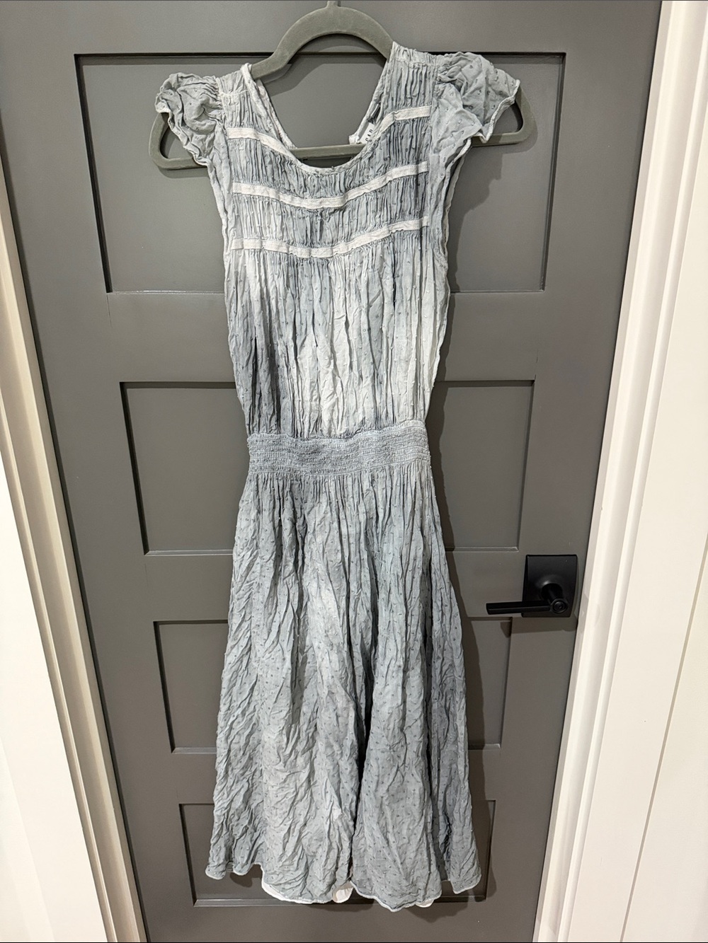Gap Light Blue Smocked Waist Cap Sleeve Dress